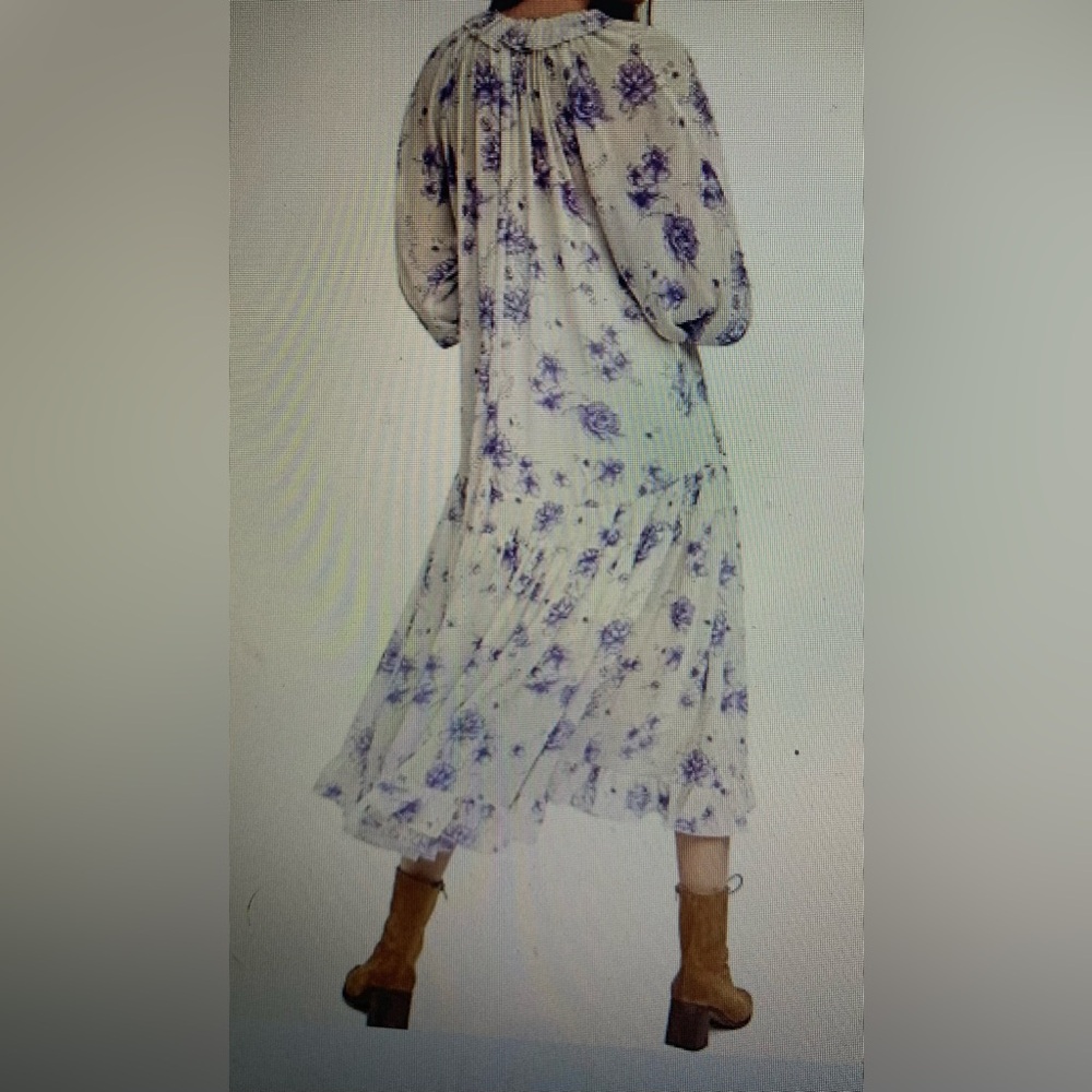 Free People Maxi Dress Ivory/Purple/Blue - Picture 3 of 12